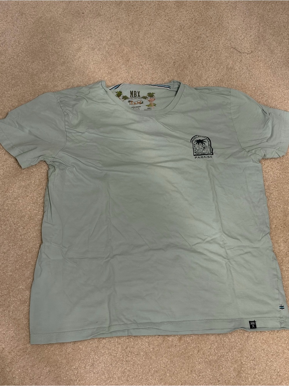 MBX Premium Goods Paradise Graphic T-Shirt Mint Sage Green Medium